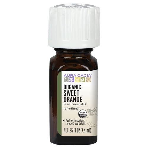 Aura Cacia Organic Sweet Orange Essential Oil 0.25 FL. OZ.