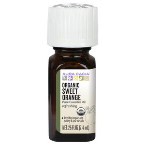 Aura Cacia Organic Sweet Orange Essential Oil 0.25 FL. OZ.